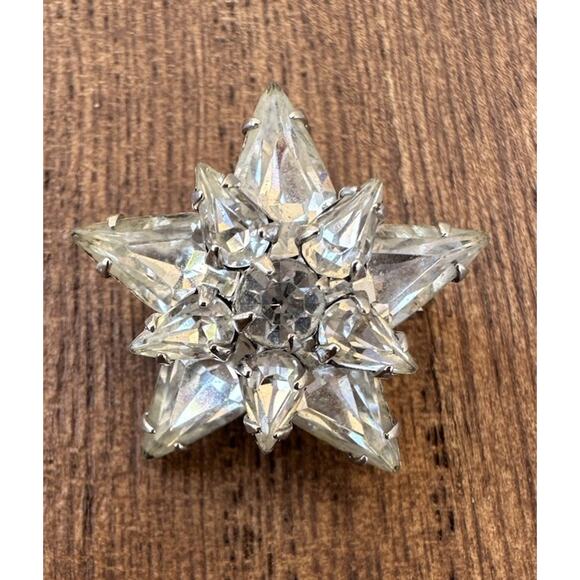 Vintage Art Deco MCM Brooch Pin Pendant Rhinestone Atomic Starburst 1” - Picture 1 of 8